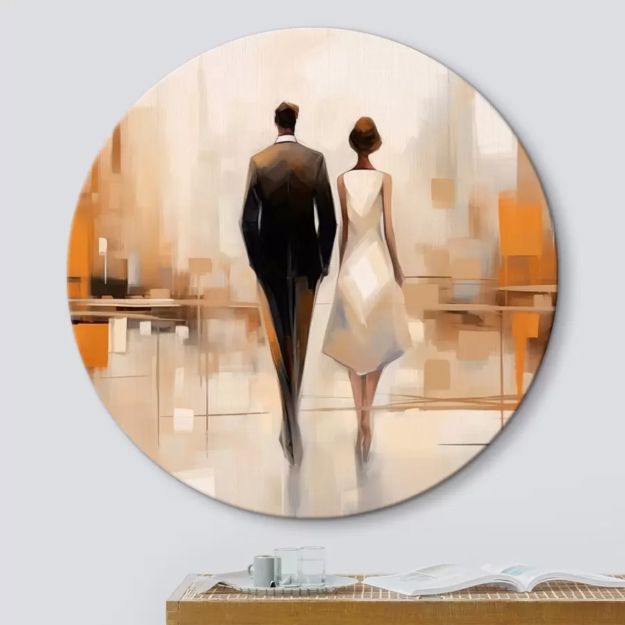 Obraz Abstrakce se siluetami města a dvěma postavami Č. r43516