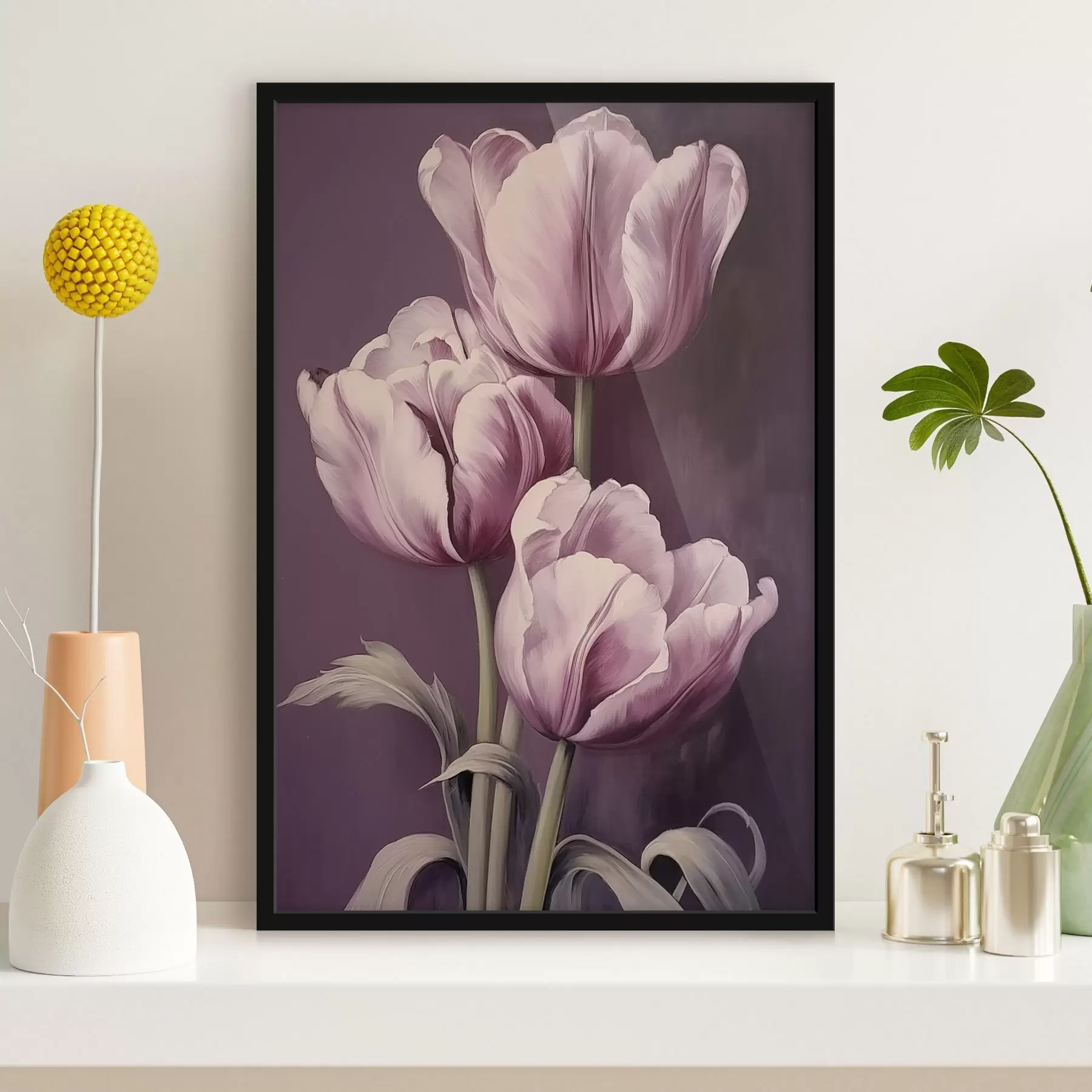 Fototapet Elegantní tulipány na fialovém pozadí f43513