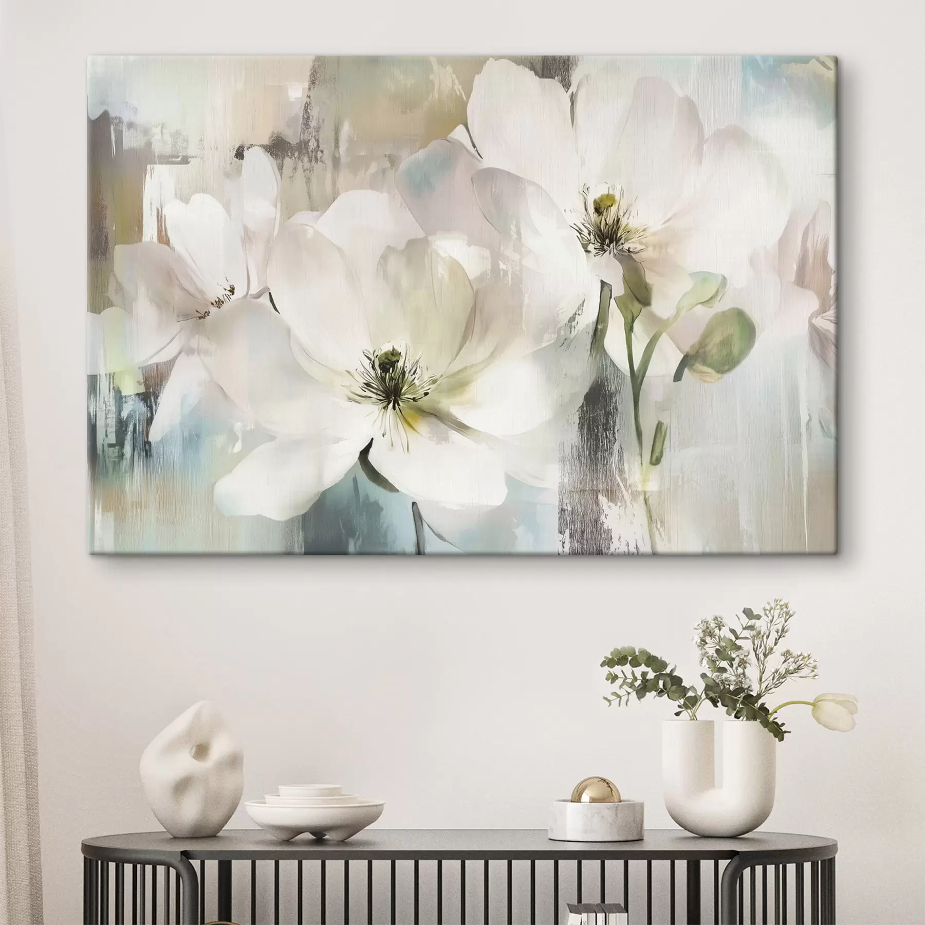 Obraz Bílé květy ve stylu olejových barev Č. s43903