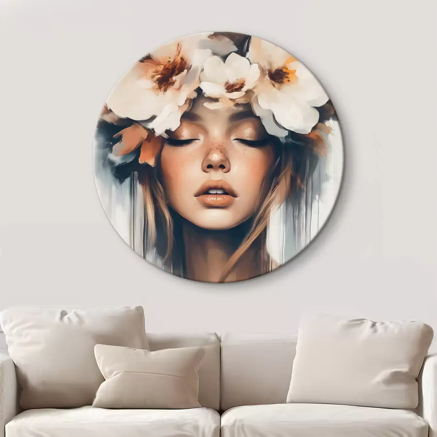 Obraz Portrét ženy s květinami ve vlasech Č. r43001