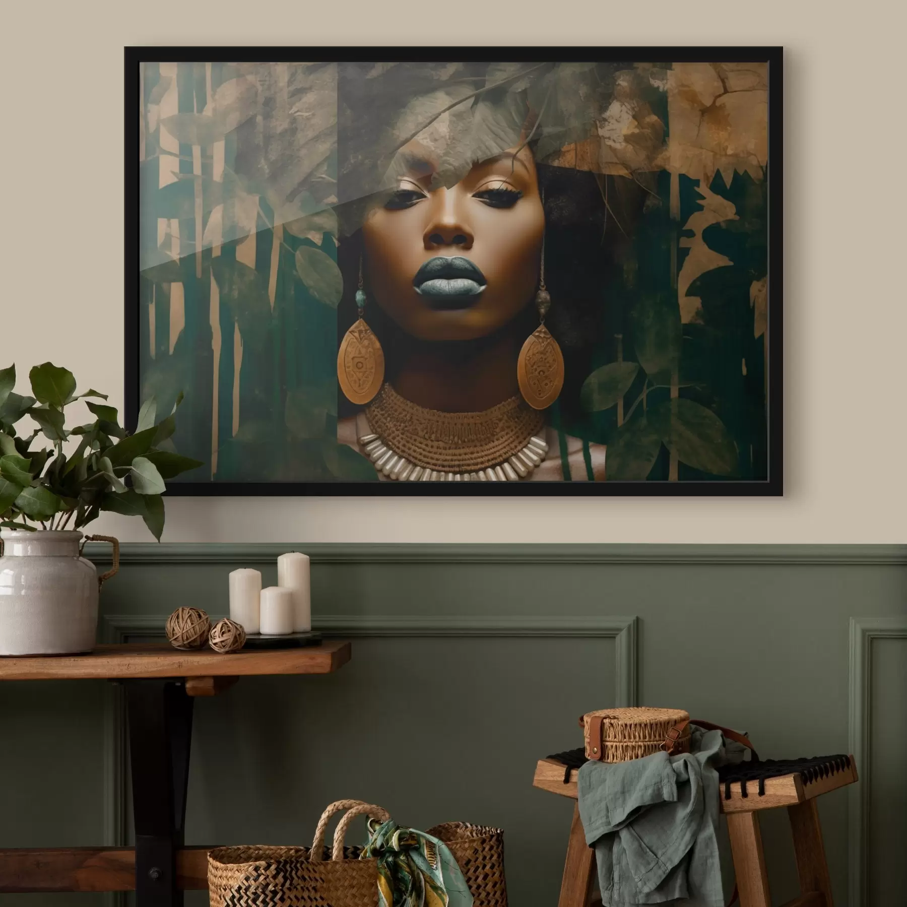 Fototapet Dívčí tvář na abstraktním lesním pozadí f43466