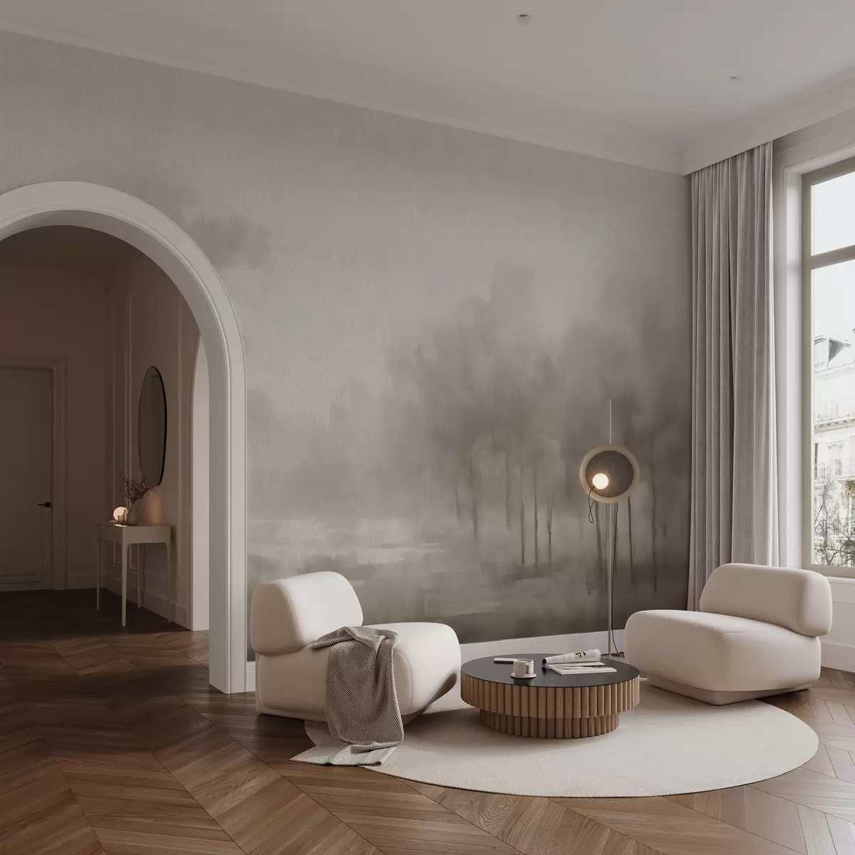 Fototapet Abstraktní les ve světle šedých tónech w03596v1