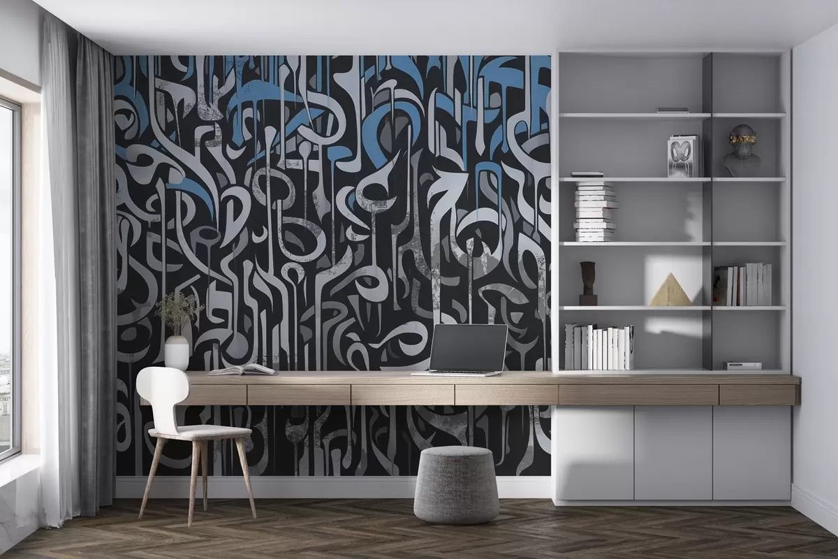 Fototapet Street art design s modrou a šedou barvou w03607v1