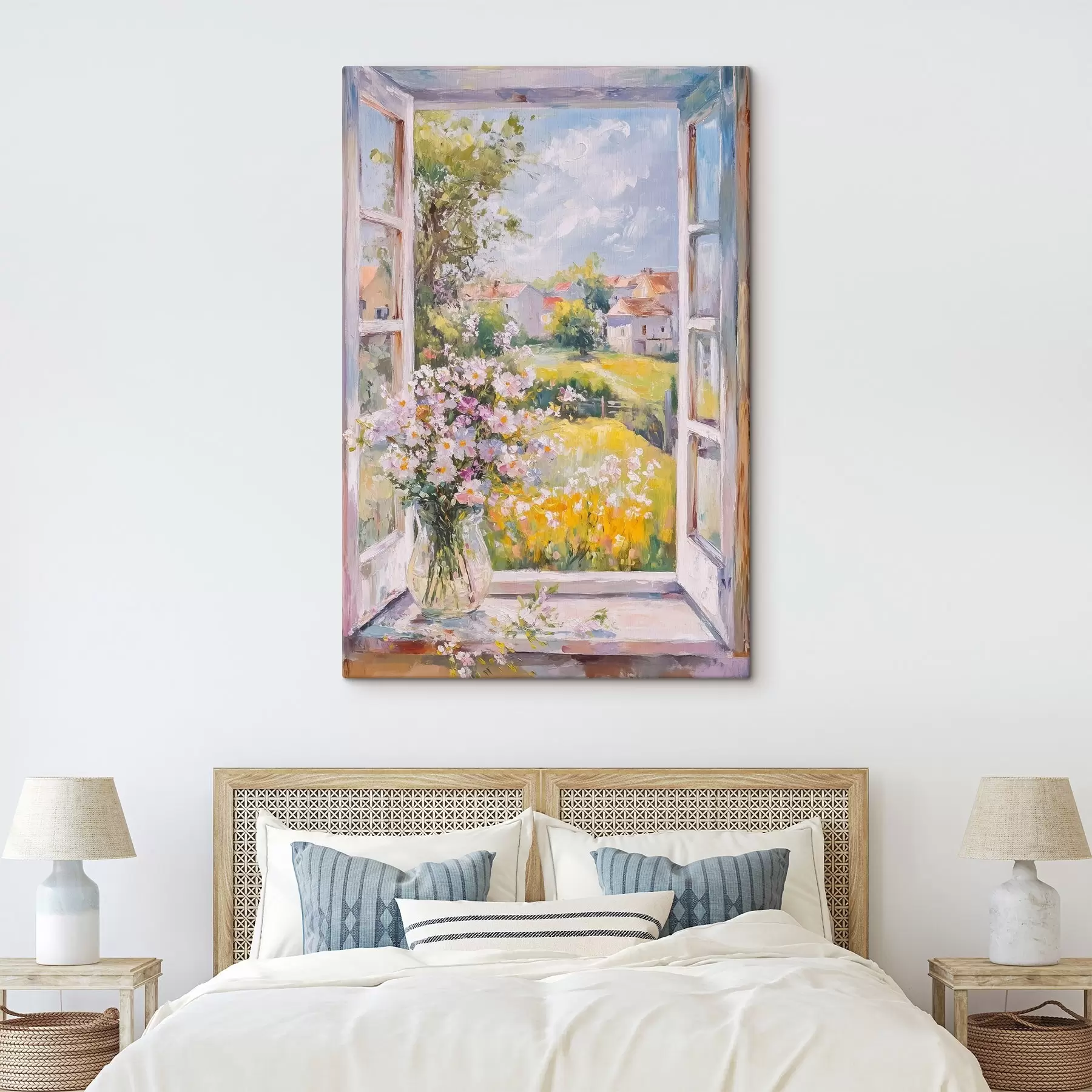 Obraz Léto na vesnici, rustikální, olejomalba, květiny ve váze Č. s43889