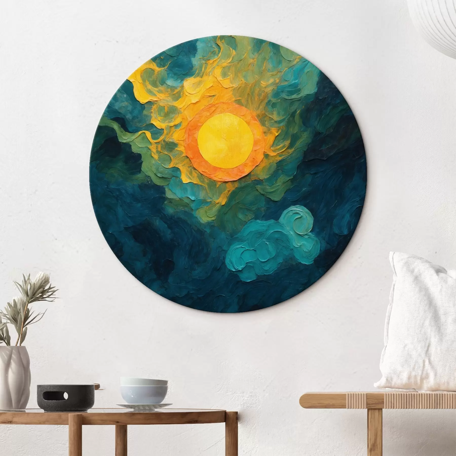 Obraz Slunce na tmavém pozadí ve stylu olejomalby Č. r43459