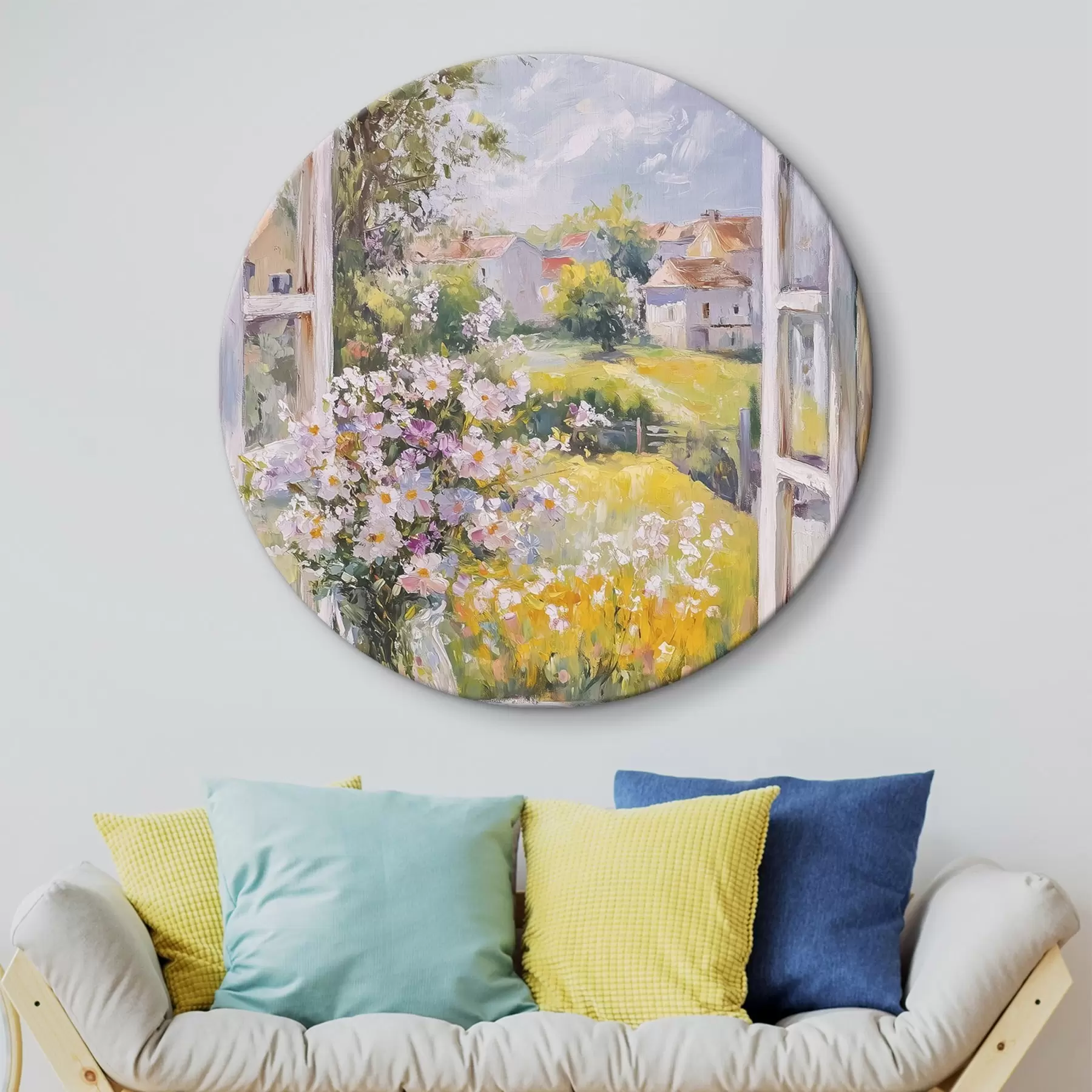 Obraz Léto na vesnici, rustikální, olejomalba, květiny ve váze Č. r43889