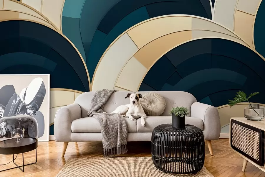 Fototapet Modrožluté abstraktní postavy w08991