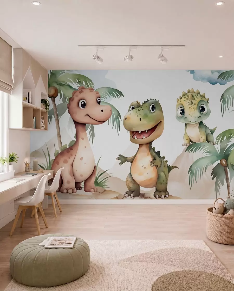 Fototapet Tři malí dinosauři w03675