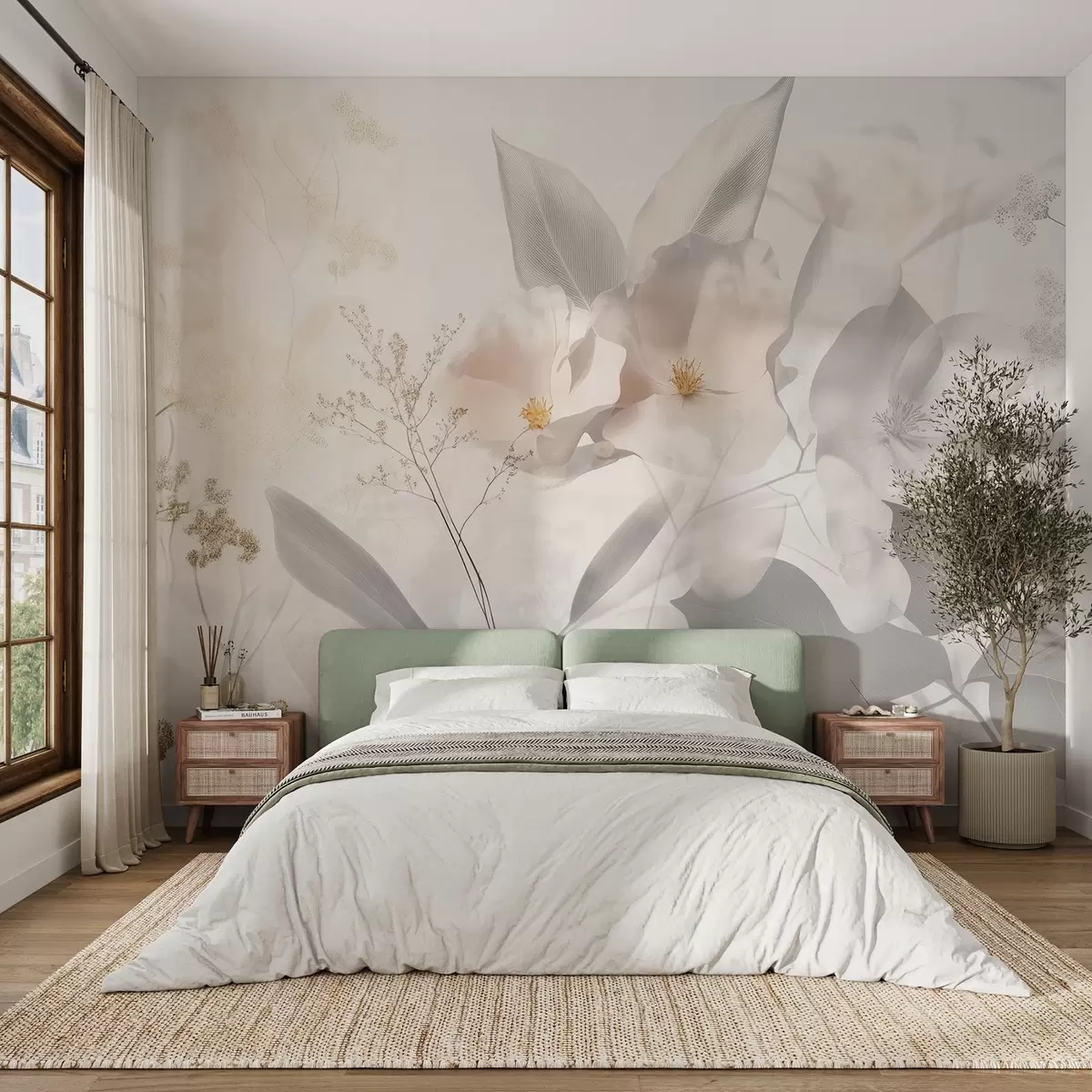 Fototapet Květy a větve s listy w03717