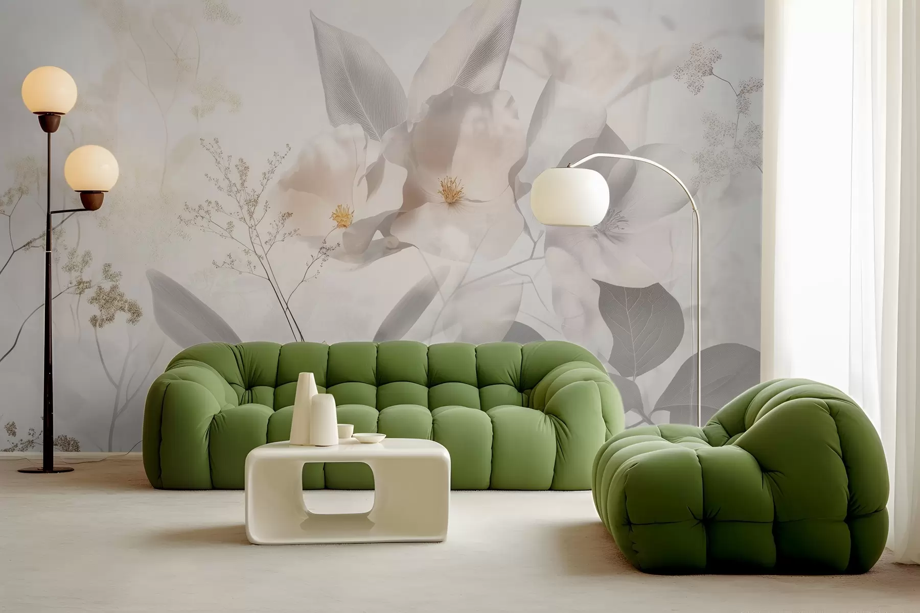 Fototapet Květy a větve s listy w03717