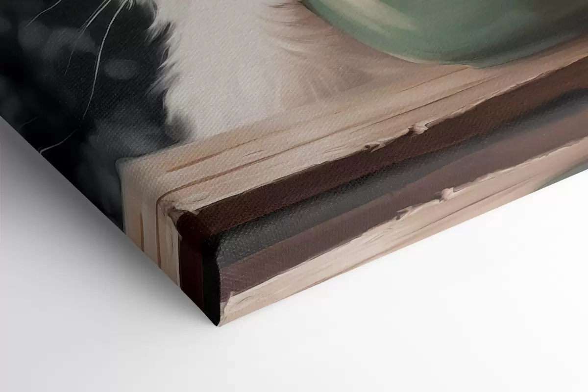 Obraz Bílá kočka se zeleným pohárem Č. s44032