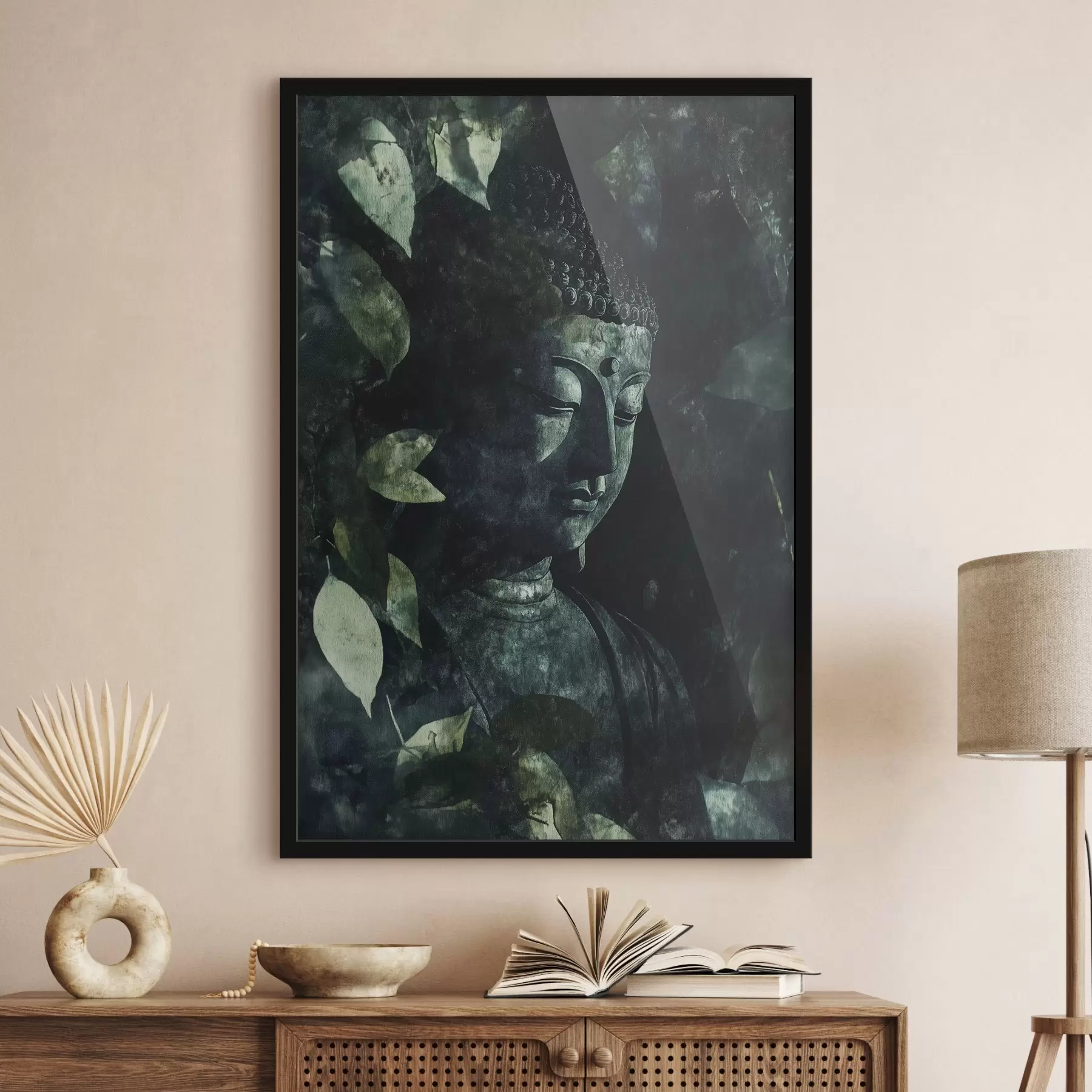 Fototapet Meditativní Buddha v zelených listech, duchovní f44029
