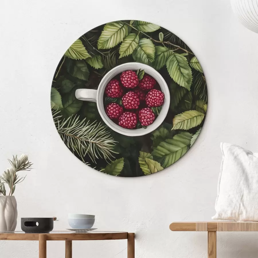 Obraz Šálek malin v zeleném lese, příroda, akvarel Č. r44021