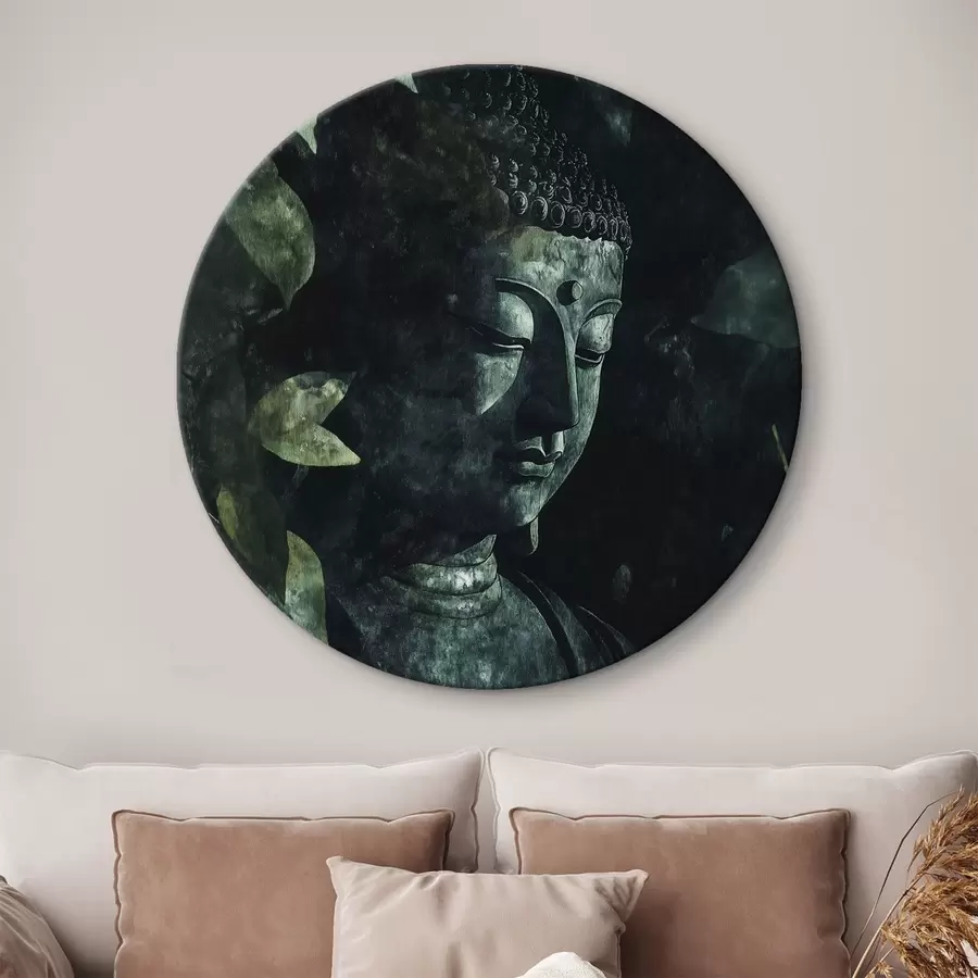 Obraz Meditativní Buddha v zelených listech, duchovní Č. r44029