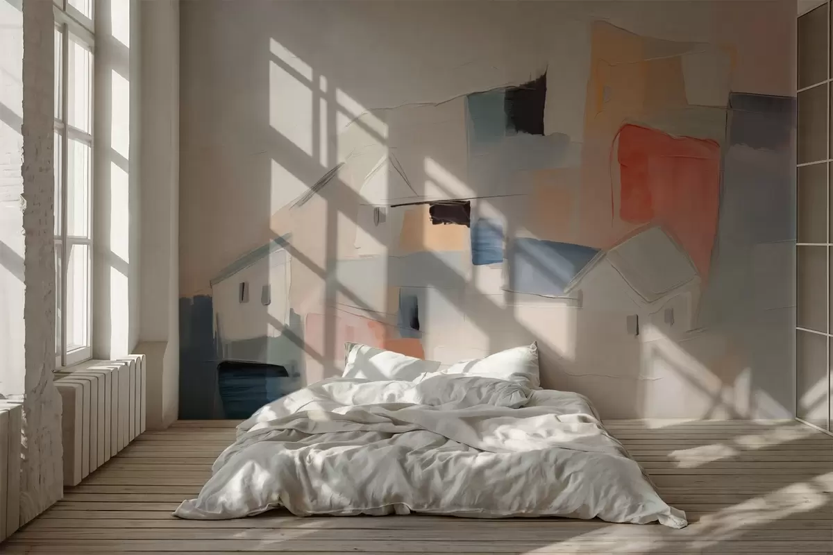 Fototapet Abstraktní domy imitující malbu w03741