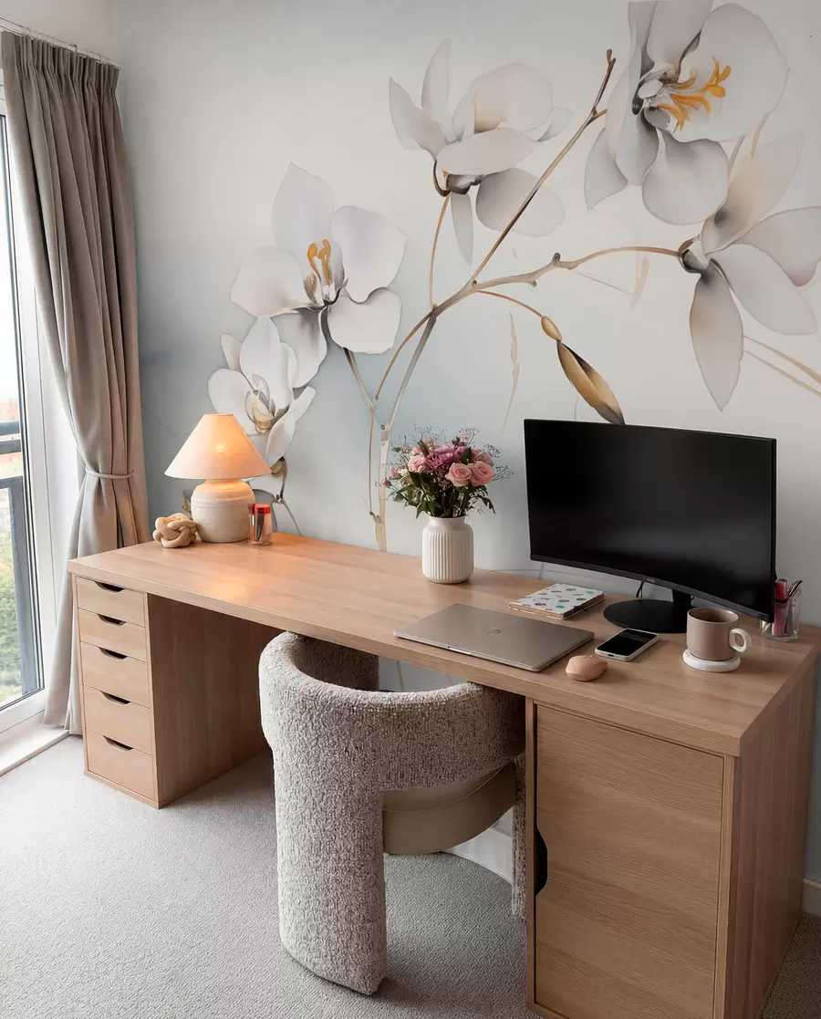 Fototapet Bílá větev orchideje ve stylu akvarelu w09022