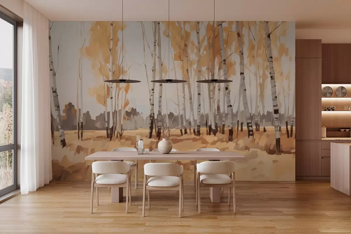 Fototapet Imitace malby bříz w03778