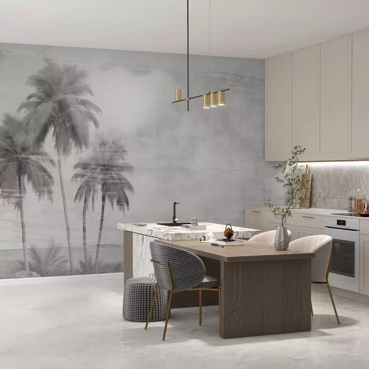 Fototapet Tropický sen, palmy, mraky, nebe, moře, textura w03780v1