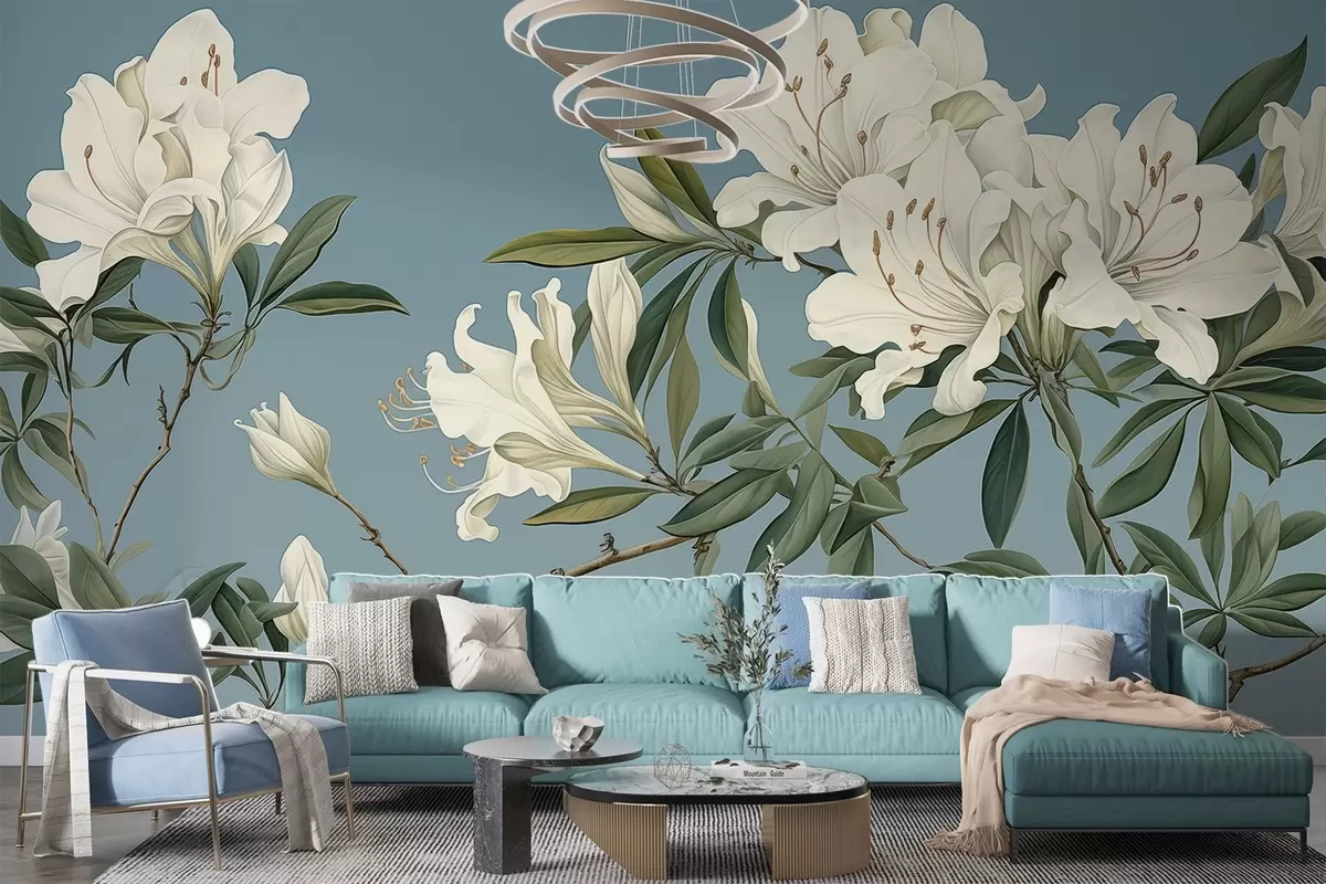 Fototapet Kvetoucí harmonie, bílé květy, větve w03786