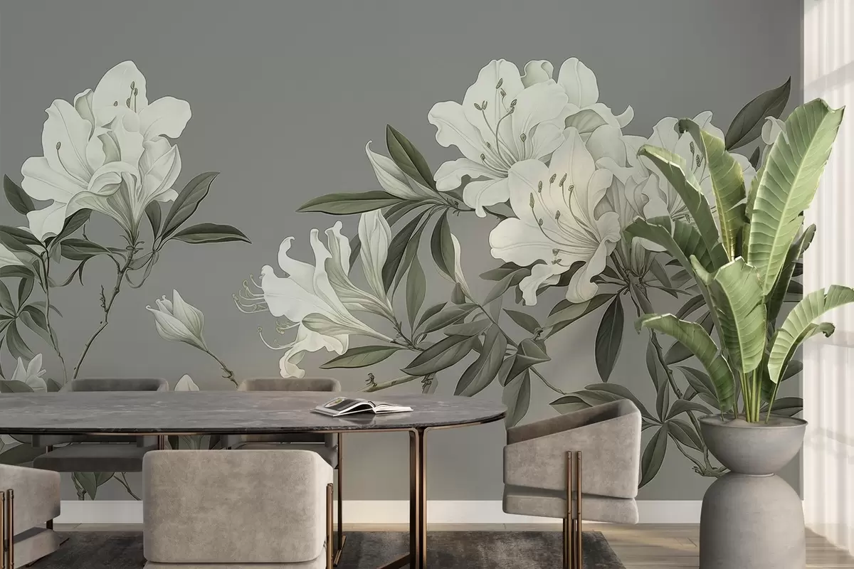 Fototapet Kvetoucí harmonie, bílé květy, větve w03786v1