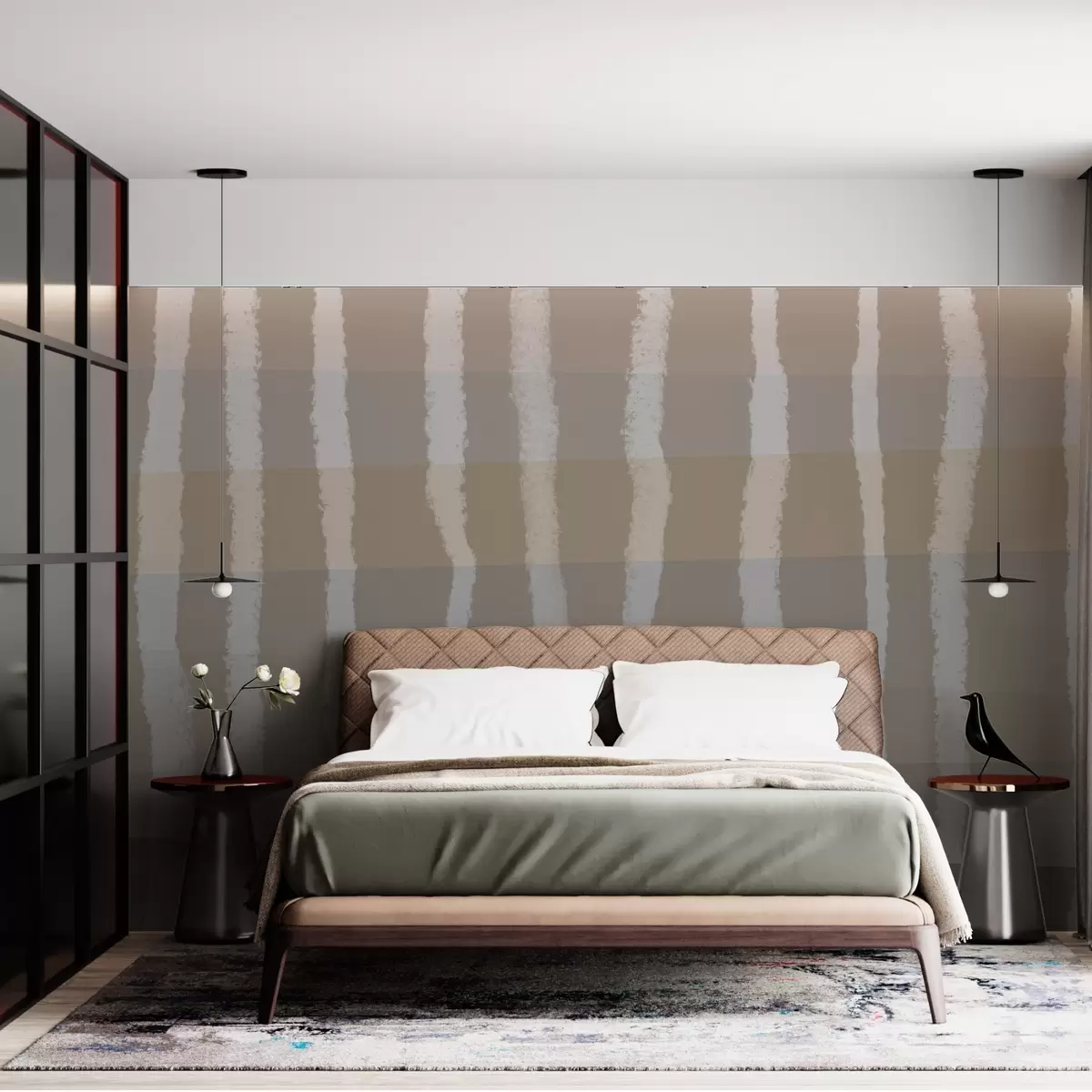 Fototapet Linie klidu, svislé vlnovky, opakující se vzor, geometrické tvary, jemná gradace w03788