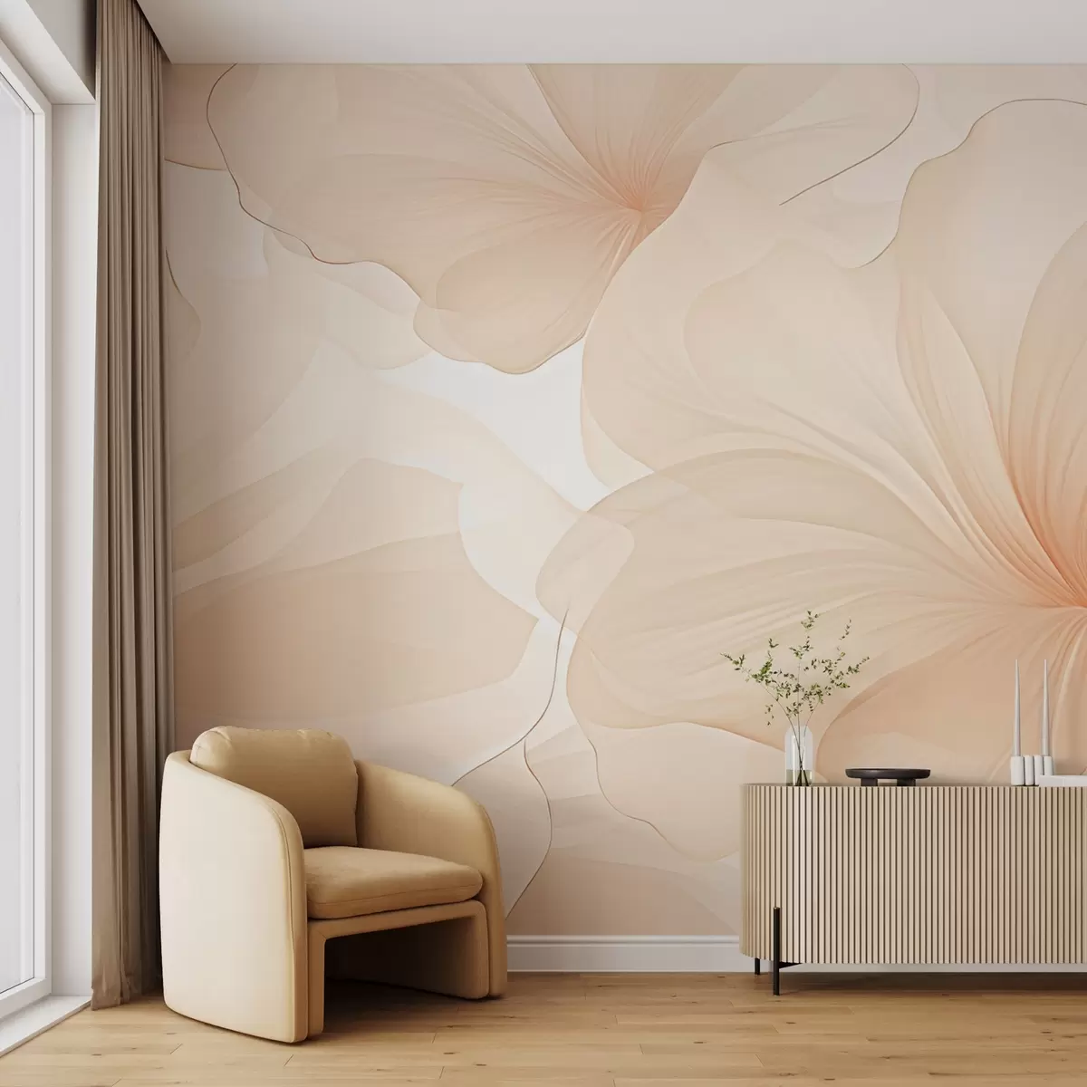 Fototapet Jemně růžová velká květní poupata w09032