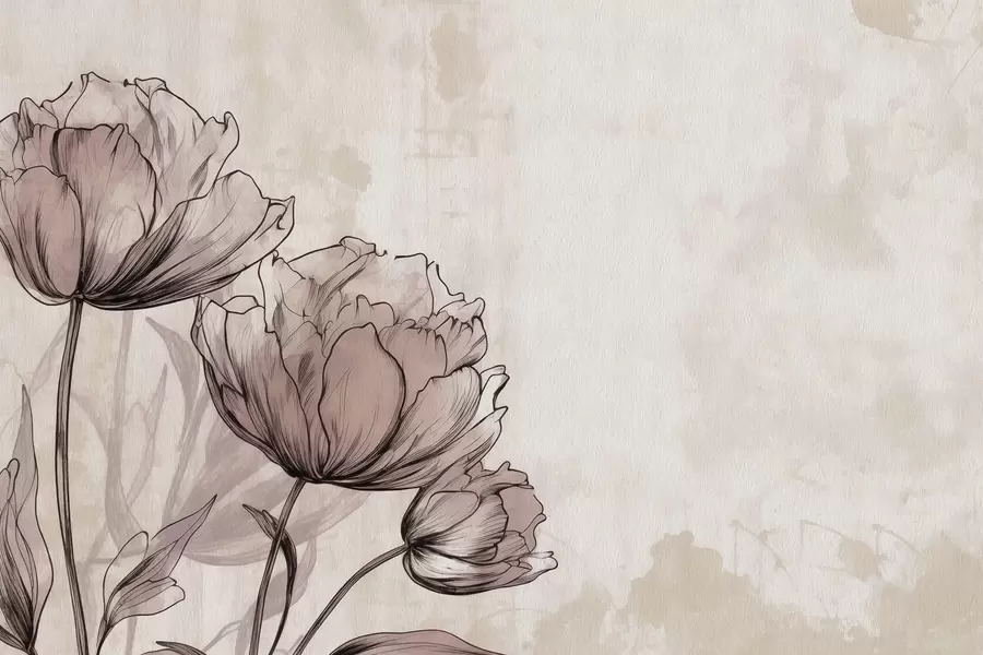 Fototapet Pastelové tulipány s lehkým vintage efektem w03796