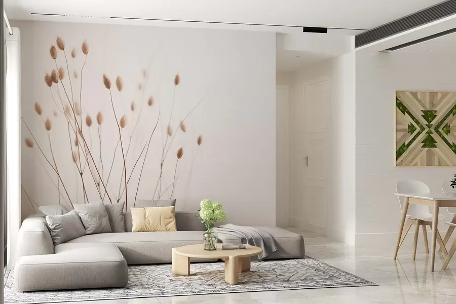 Fototapet Minimalistické větve s klásky na bílém pozadí w03805