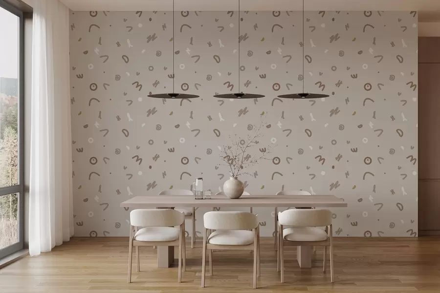 Fototapet Abstraktní dětské symboly v béžové paletě w03813