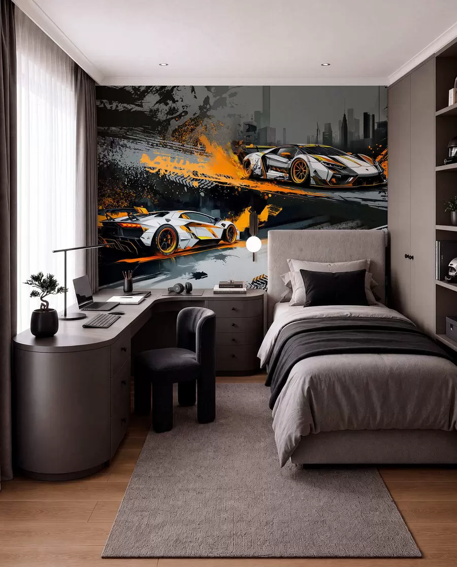 Fototapet tvrdý styl grange, expresivní, dynamické sportovní vozy w03721