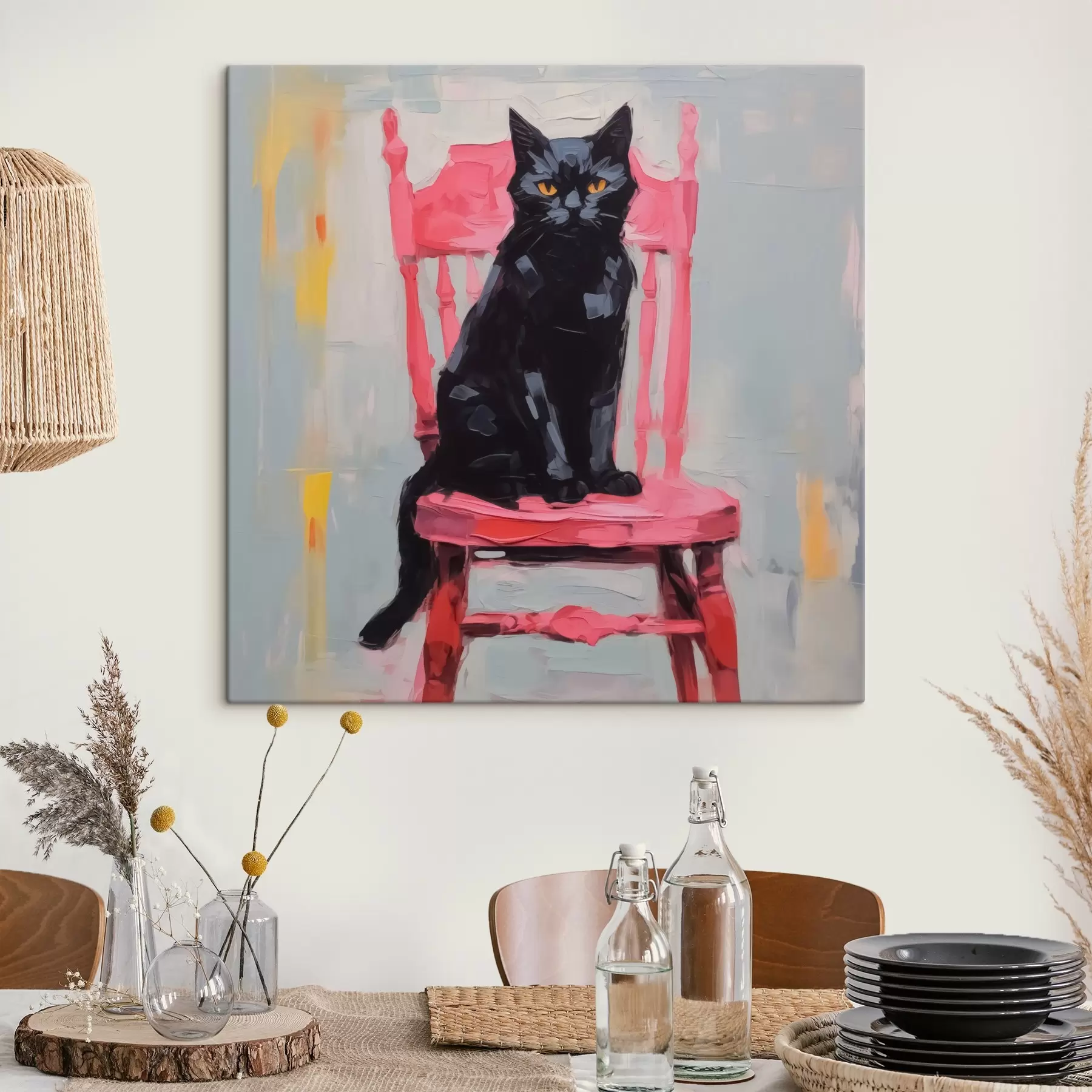 Obraz Černá kočka na židli Č. s44130