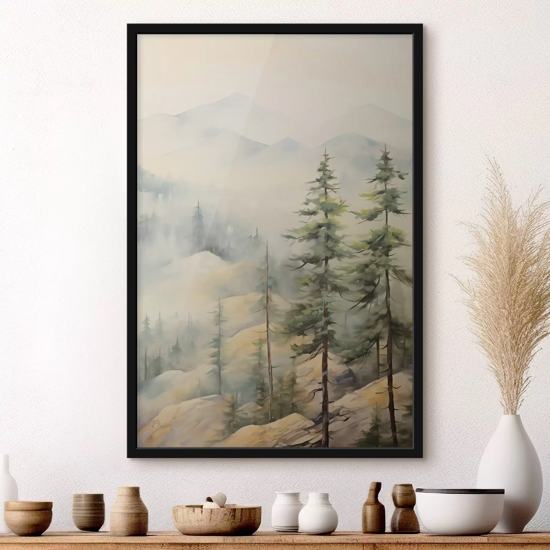 Fototapet Jedli v blízkosti hor f44124