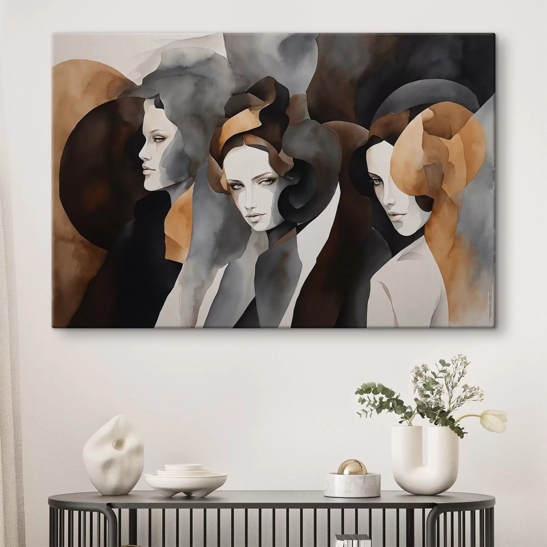 Fototapet Abstraktní malba s ženskými tvářemi s44060