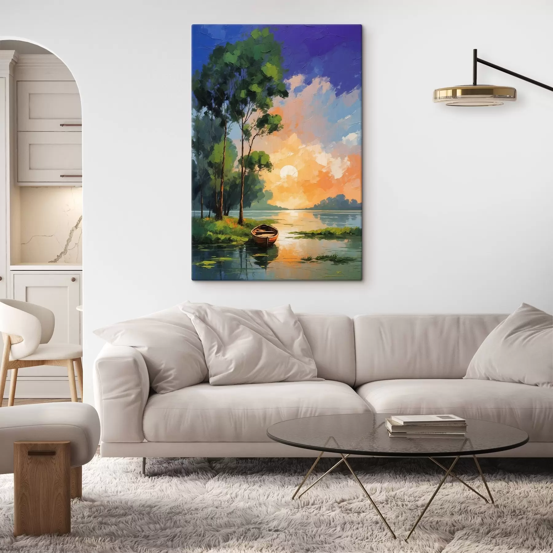 Obraz Loď poblíž ostrova ve stylu akrylové malby Č. s44065