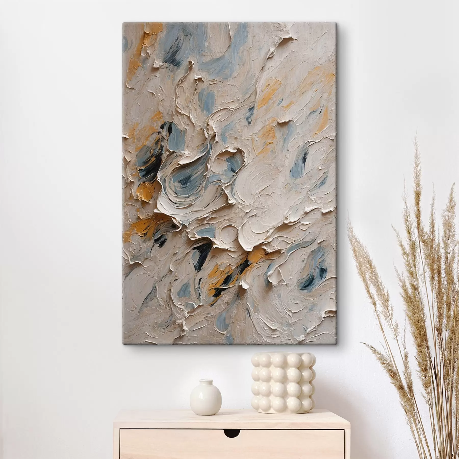 Fototapet Abstraktní olejomalba v bílé a modré barvě s44078