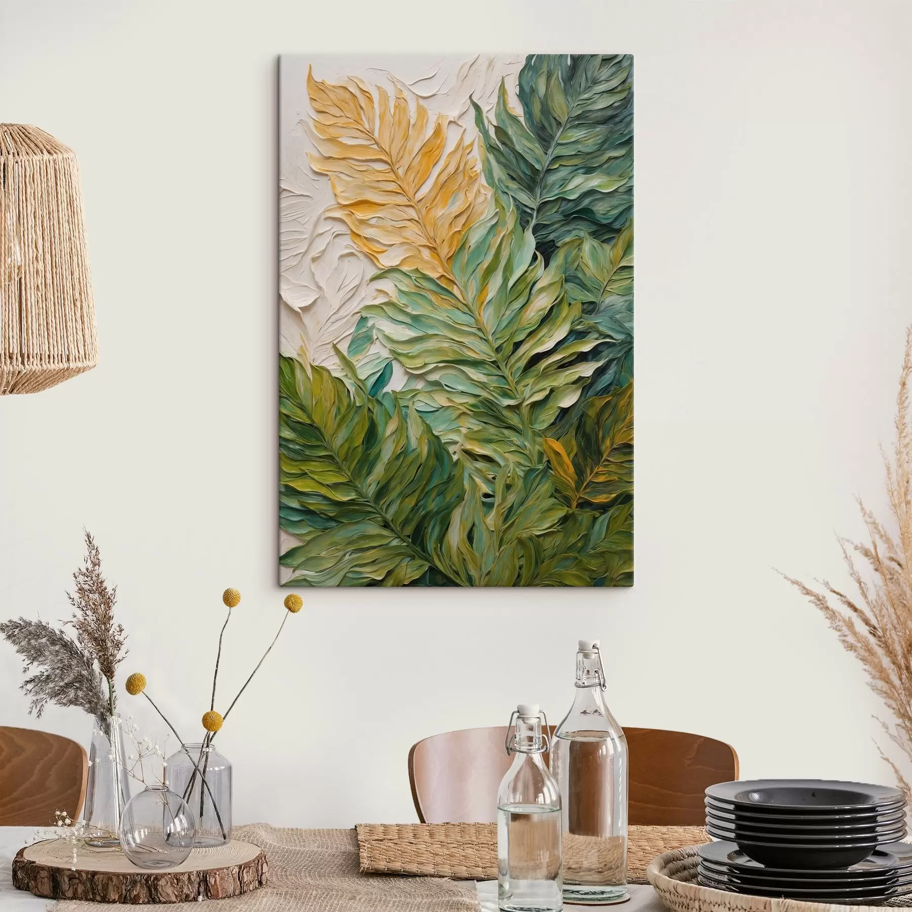 Obraz Tropické listy ve stylu olejomalby Č. s44088