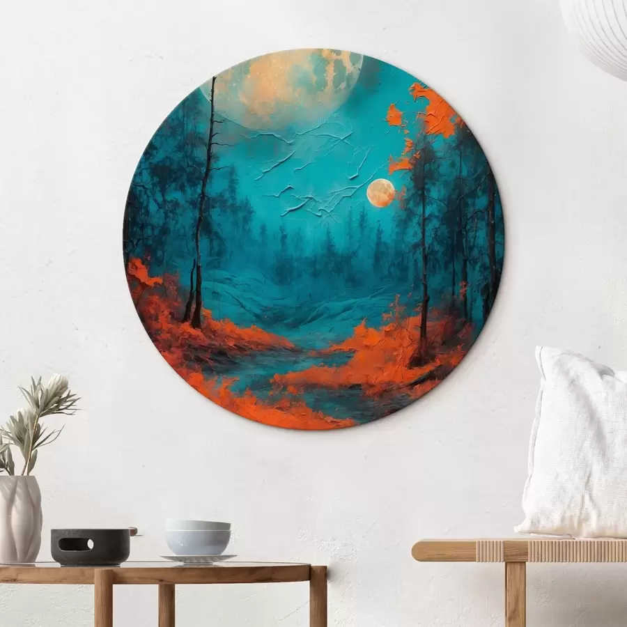 Obraz Černý les na černém měsíci ve stylu olejomalby Č. r44063