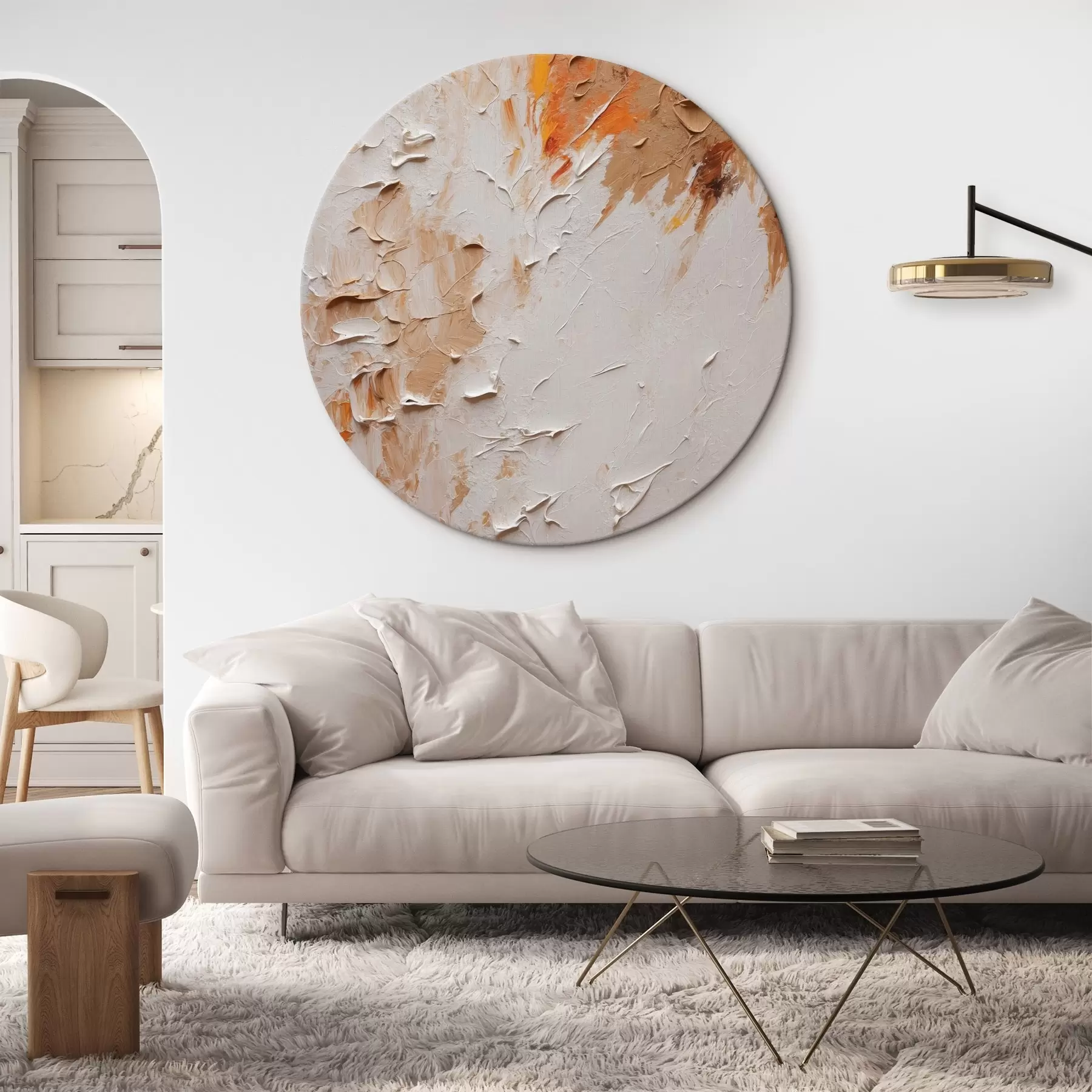 Fototapet Abstraktní olejomalba v bílé a hnědé barvě r44076