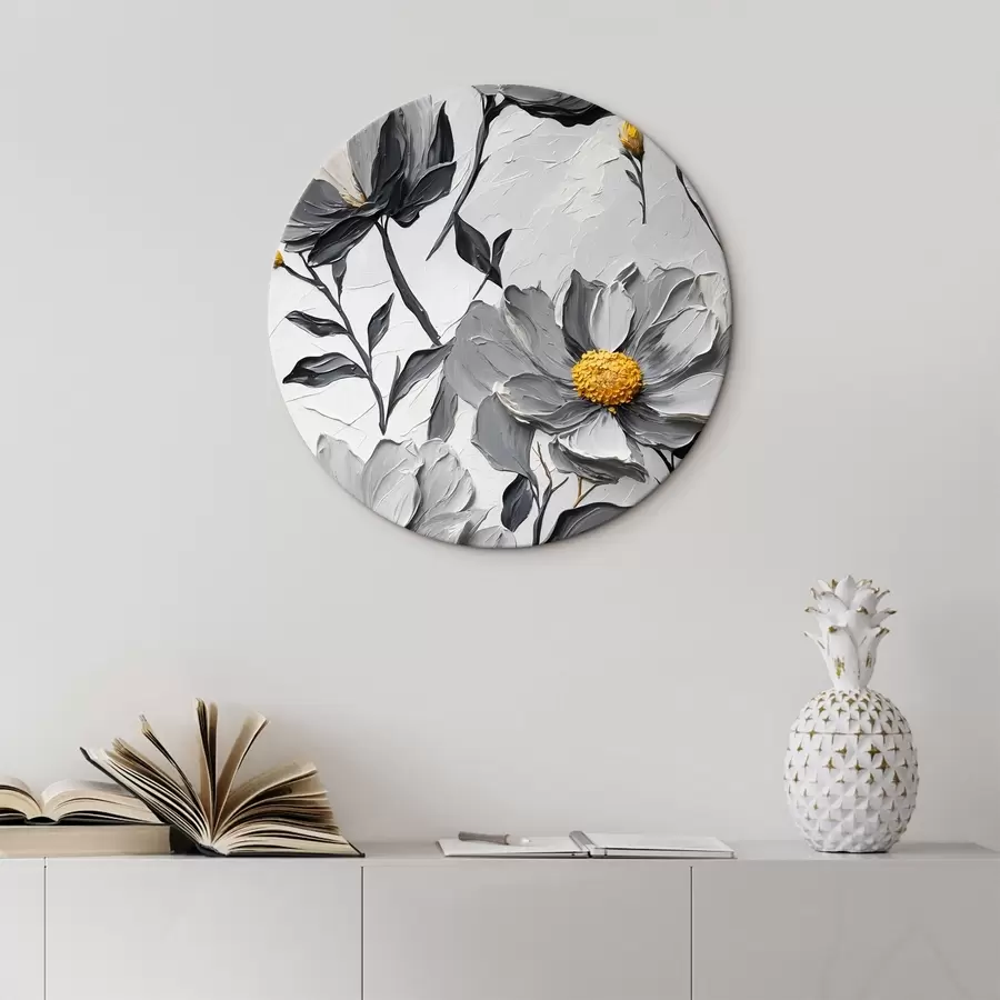 Obraz Šedé květiny na šedém pozadí ve stylu olejomalby Č. r44080