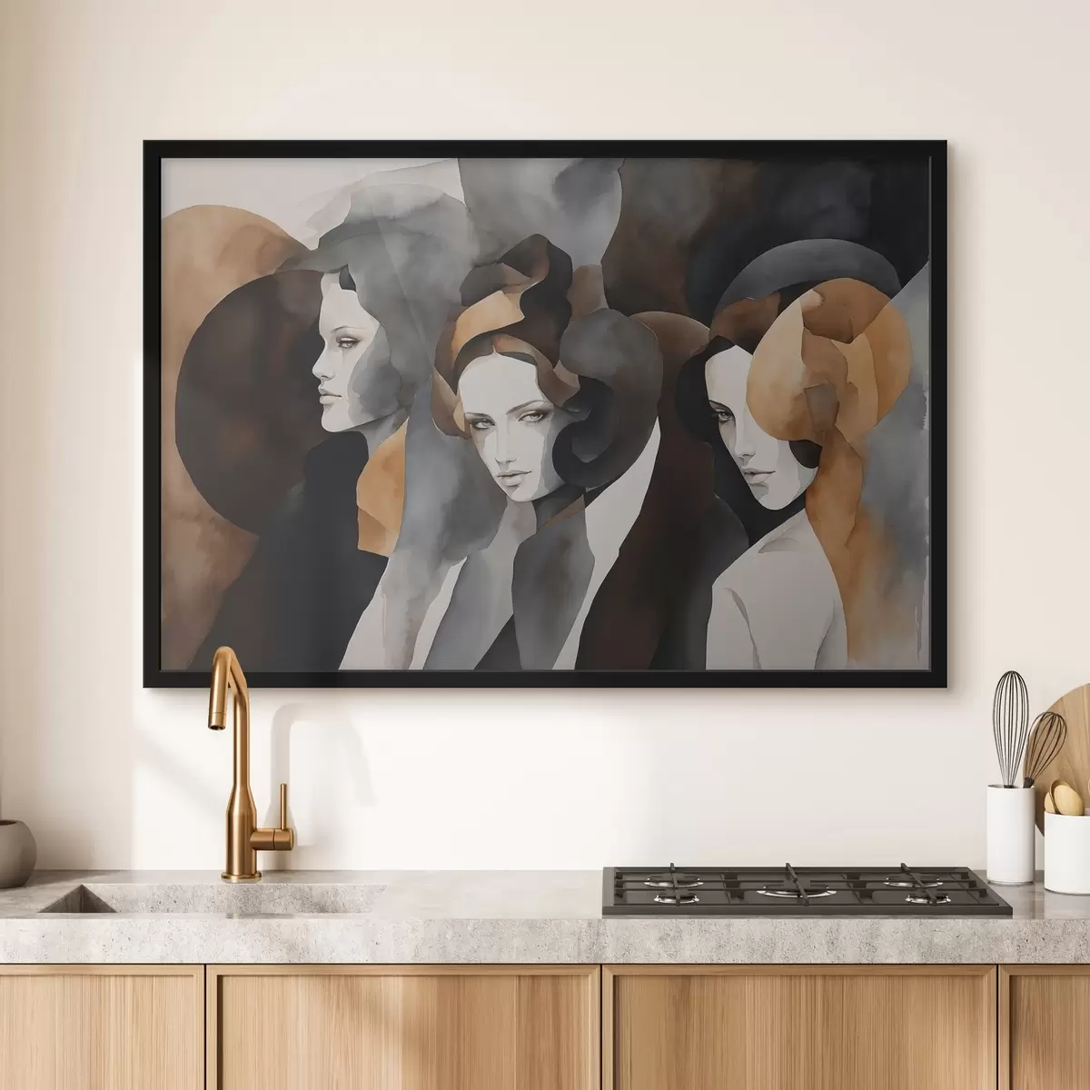 Poster Abstraktní malba s ženskými tvářemi f44060