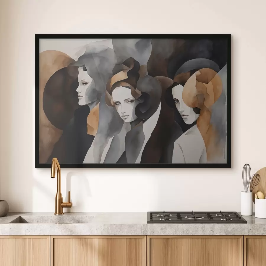 Fototapet Abstraktní malba s ženskými tvářemi f44060