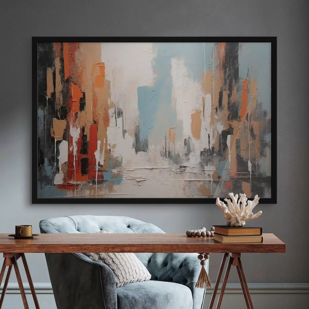 Poster Abstraktní město ve stylu olejomalby f44061