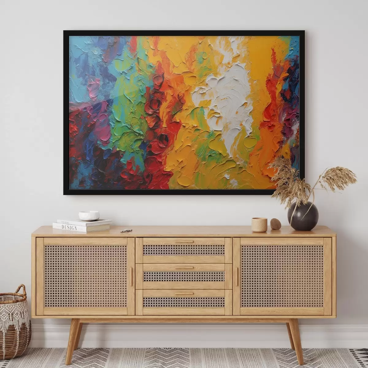 Poster Abstraktní olejomalba s duhovými barvami f44073