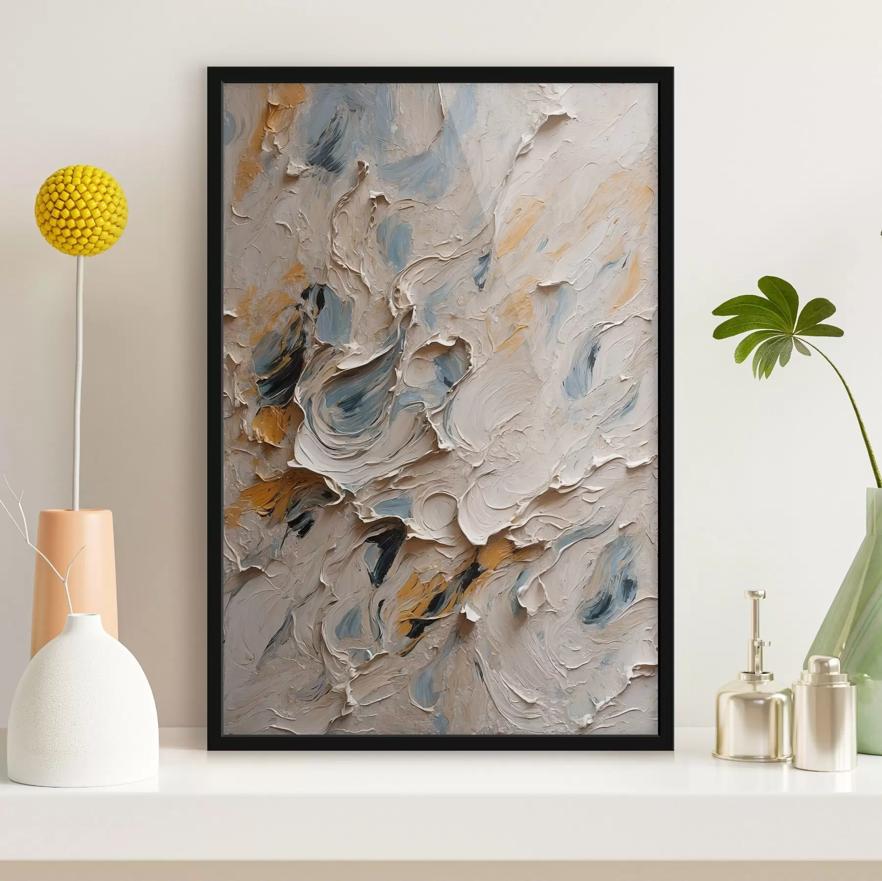 Fototapet Abstraktní olejomalba v bílé a modré barvě f44078