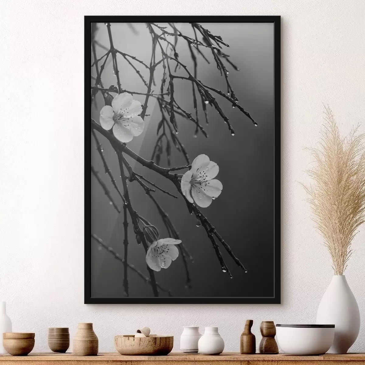 Poster Květy na větvích po dešti f44098