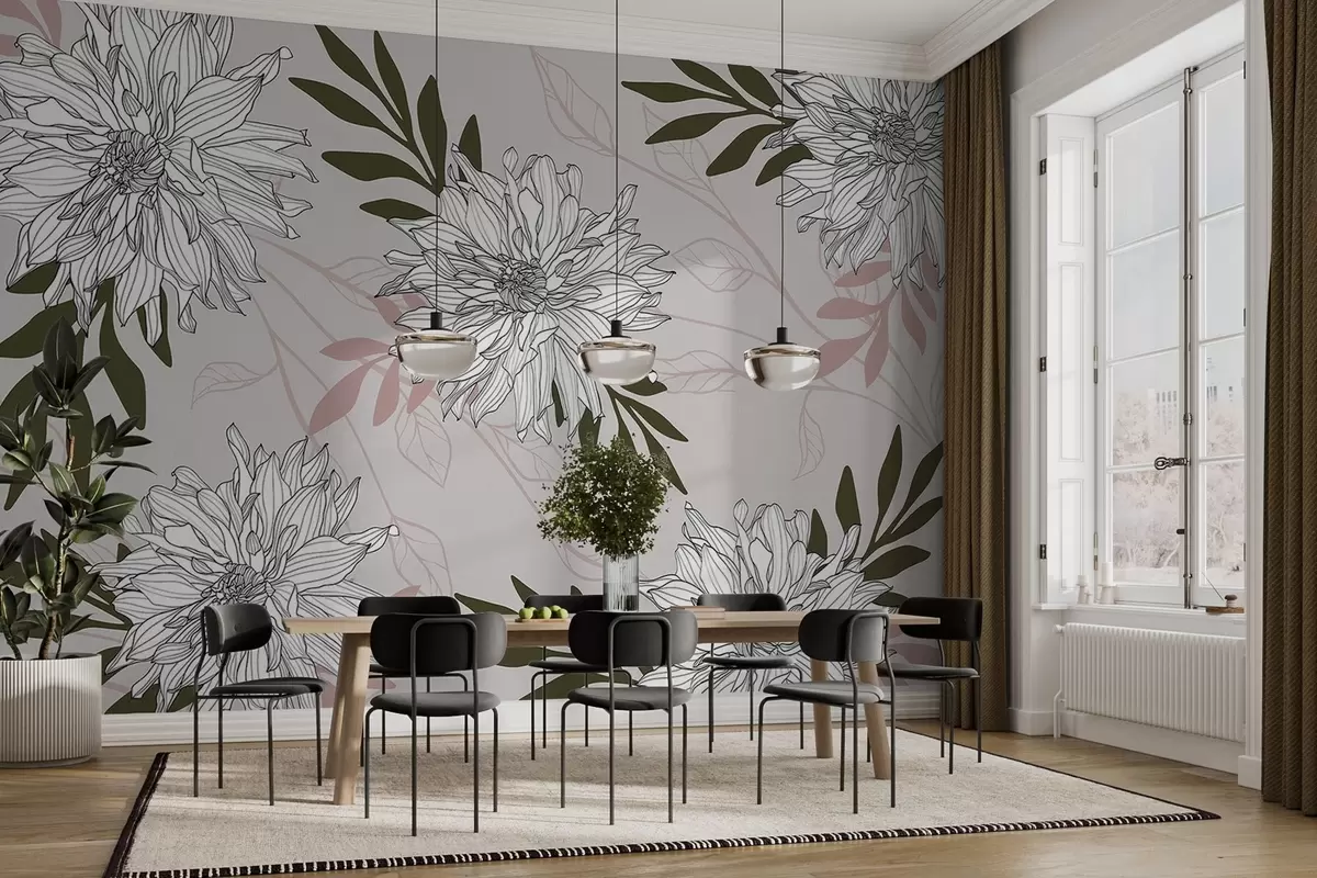 Fototapet Květiny a listy w03859