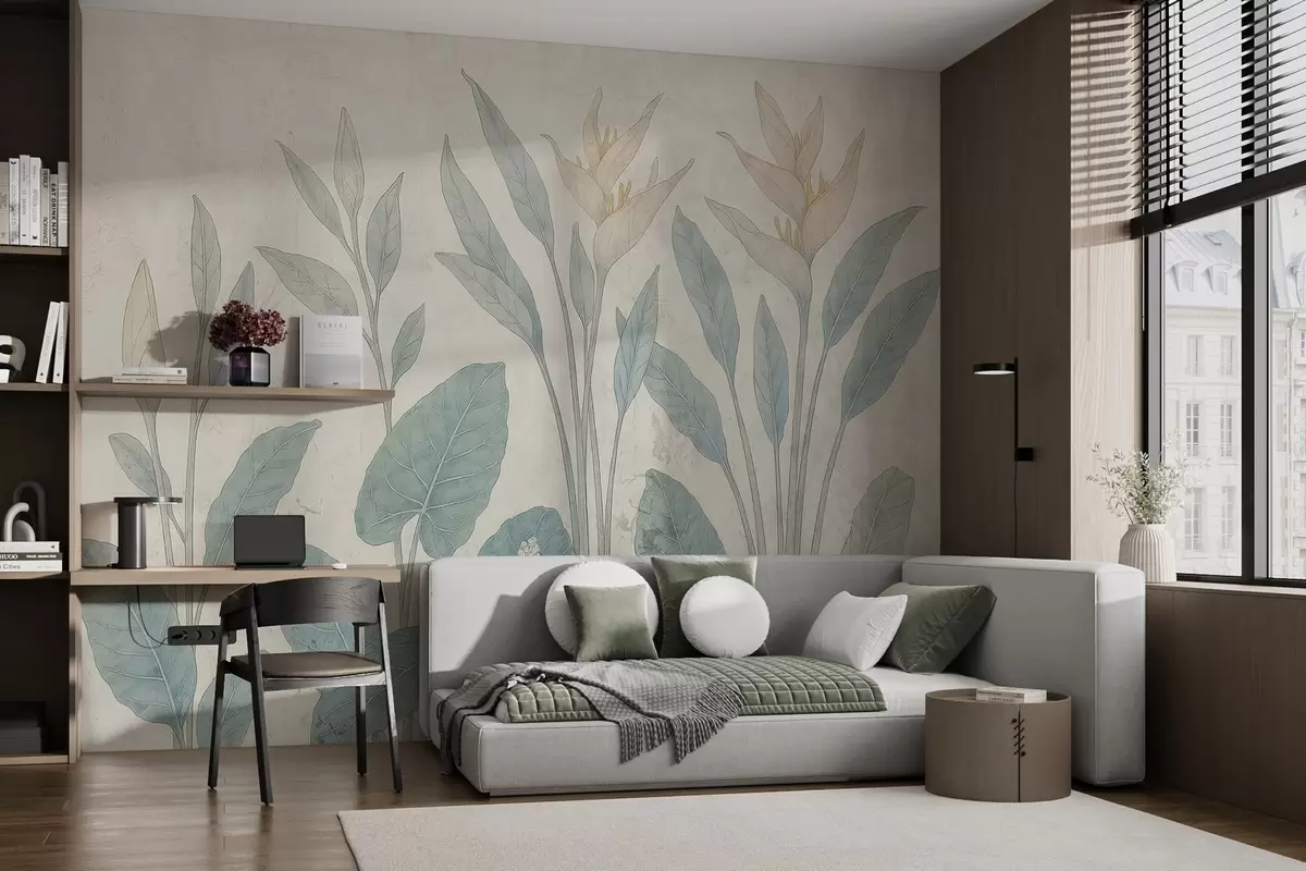 Fototapet Grunge listy na staré zdi w03823