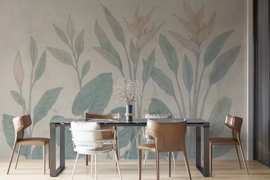 Fototapet Grunge listy na staré zdi w03823