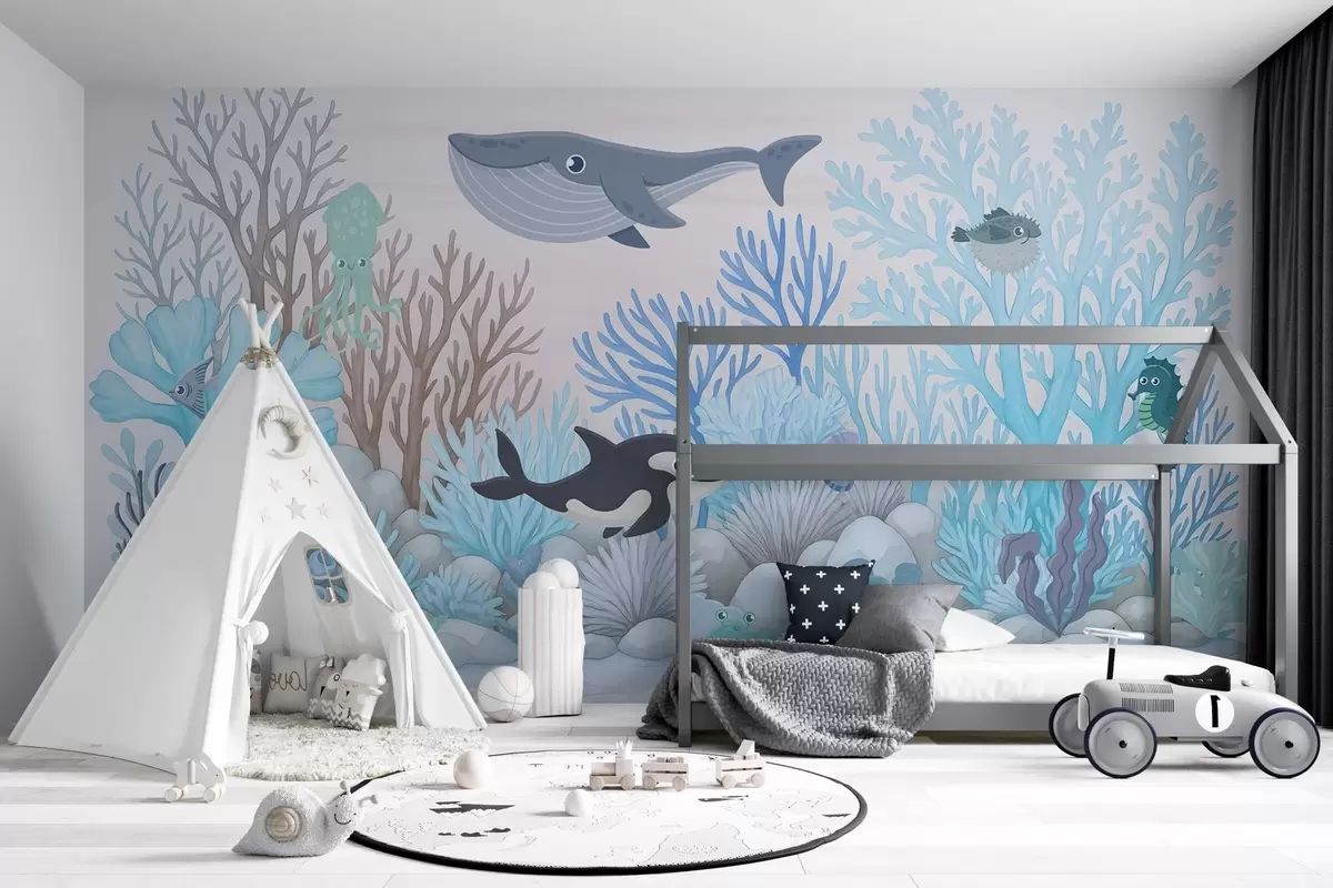 Fototapet Akvarel mořských obyvatel w03828v1