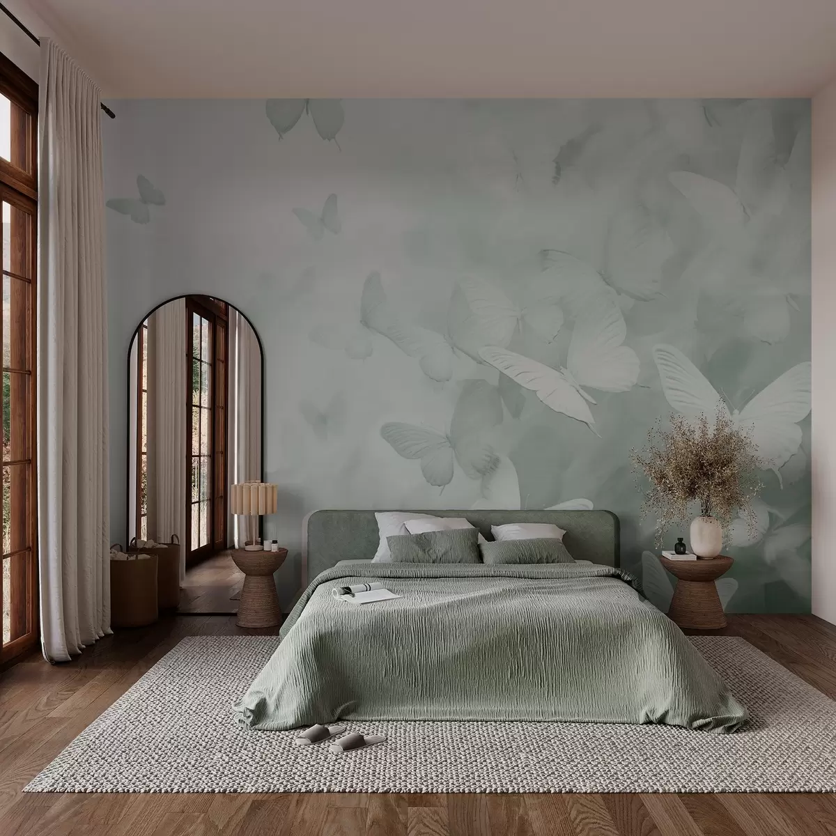 Fototapet Motýli, odstíny zelené w03841v2